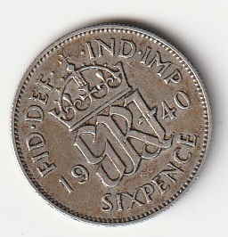Alternative view of H7 Inglismaa 6 pence 1940