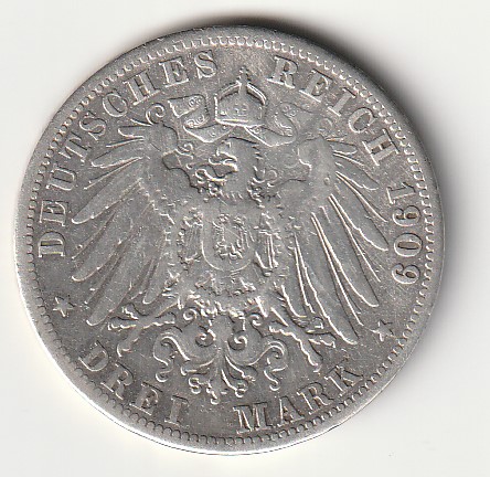 H3 Saksa 3 marka 1909 - Image 2
