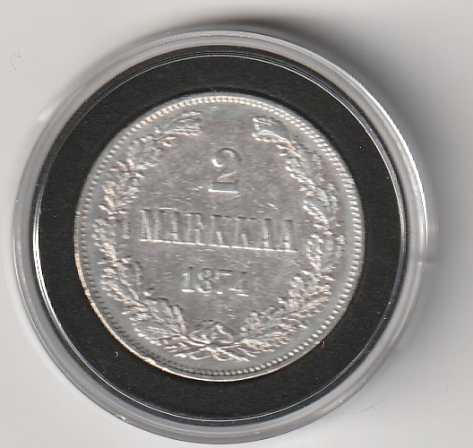 Soome hõbemünt 2 markka 1874