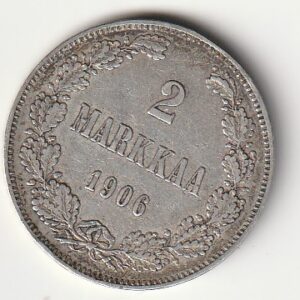 H8 Soome hõbemünt 2 markka 1906