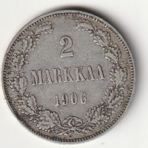 H8 Soome hõbemünt 2 markka 1906