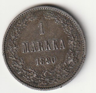 H8 Soome hõbemünt 1 markka 1890