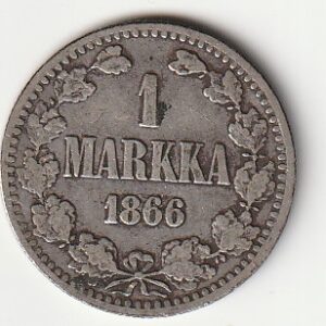 H8 Soome hõbemünt 1 markka 1866