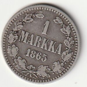 H8 Soome hõbemünt 1 markka 1865