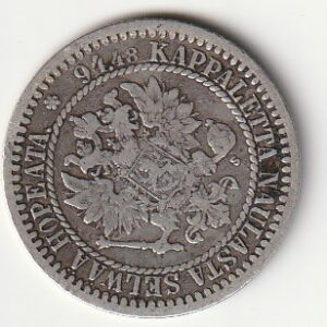 Alternative view of H8 Soome hõbemünt 1 markka 1865
