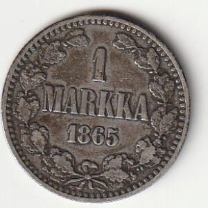 H8 Soome hõbemünt 1 markka 1865
