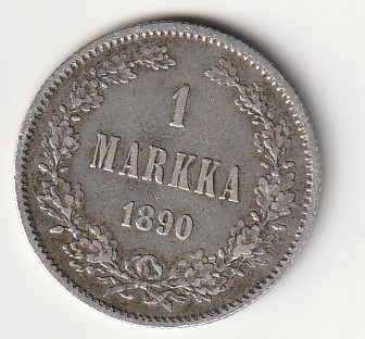 H8 Soome hõbemünt 1 markka 1890