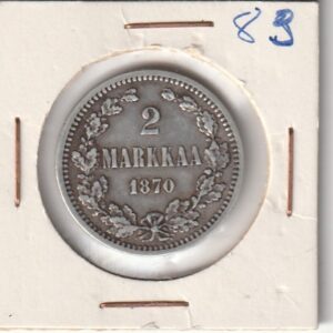 Soome hõbemünt 2 markka 1870
