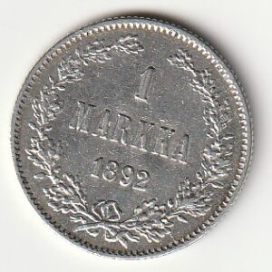 H8 Soome hõbemünt 1 markka 1892
