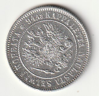 H8 Soome hõbemünt 1 markka 1892 — изображение 2
