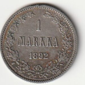 H8 Soome hõbemünt 1 markka 1892