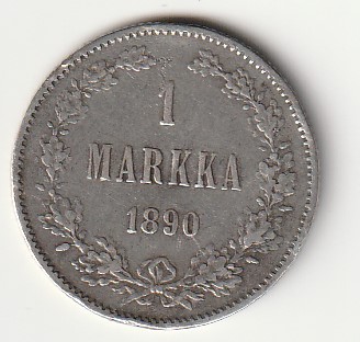 H8 Soome hõbemünt 1 markka 1890