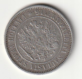 H8 Soome hõbemünt 1 markka 1874 - Image 2