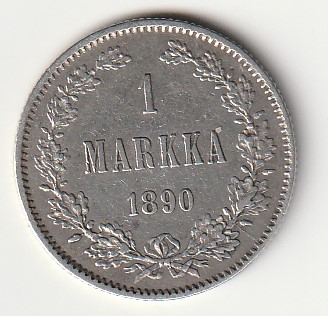 H8 Soome hõbemünt 1 markka 1890