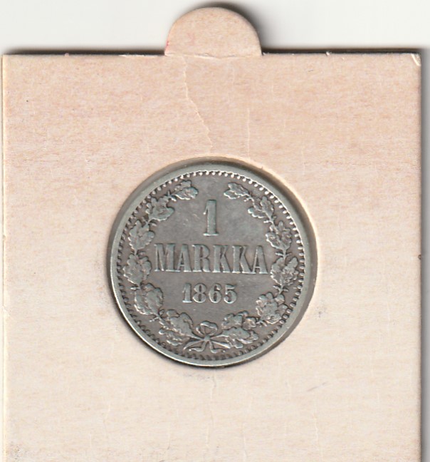 S1-1 Soome hõbemünt 1 markka 1865