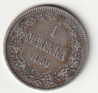 H8 Soome hõbemünt 1 markka 1890