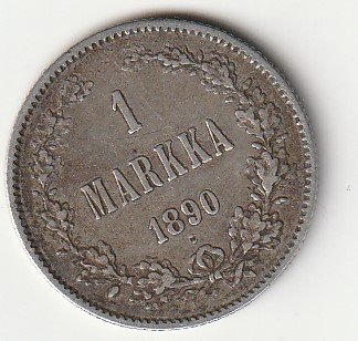 H8 Soome hõbemünt 1 markka 1890