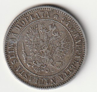 H8 Soome hõbemünt 1 markka 1890 - Image 2