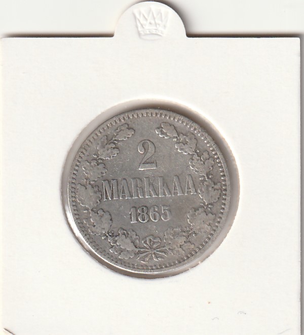 S1-2 Soome hõbemünt 2 markka 1865