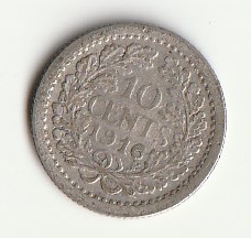 8-4 Hollandi hõbemünt 10 cent 1916 - Pilt 2