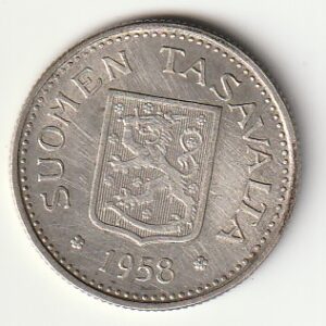 8-5 Soome hõbemünt 100 markka 1958 - Pilt 2