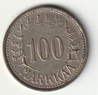 8-5 Soome hõbemünt 100 markka 1956