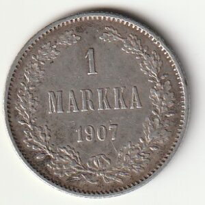 8-5 Soome hõbemünt 1 markka 1907