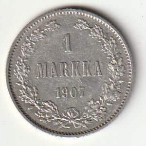 8-5 Soome hõbemünt 1 markka 1907