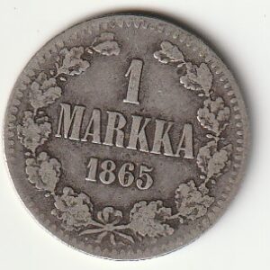 8-5 Soome hõbemünt 1 markka 1865
