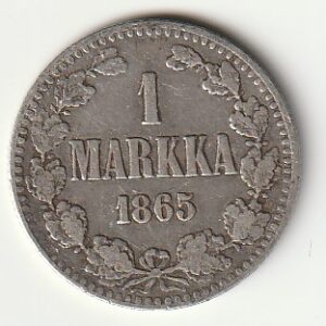 8-5 Soome hõbemünt 1 markka 1865
