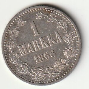8-4 Soome hõbemünt 1 markka 1866