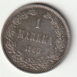 8-4 Soome hõbemünt 1 markka 1908